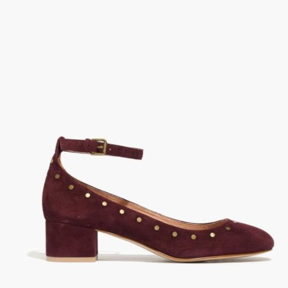 Madewell Shoes - Madewell burgundy suede leather ankle strap heels